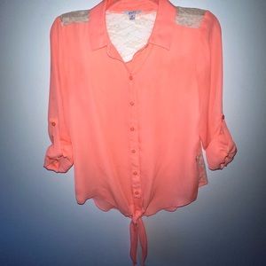Medium coral Candies laced button up